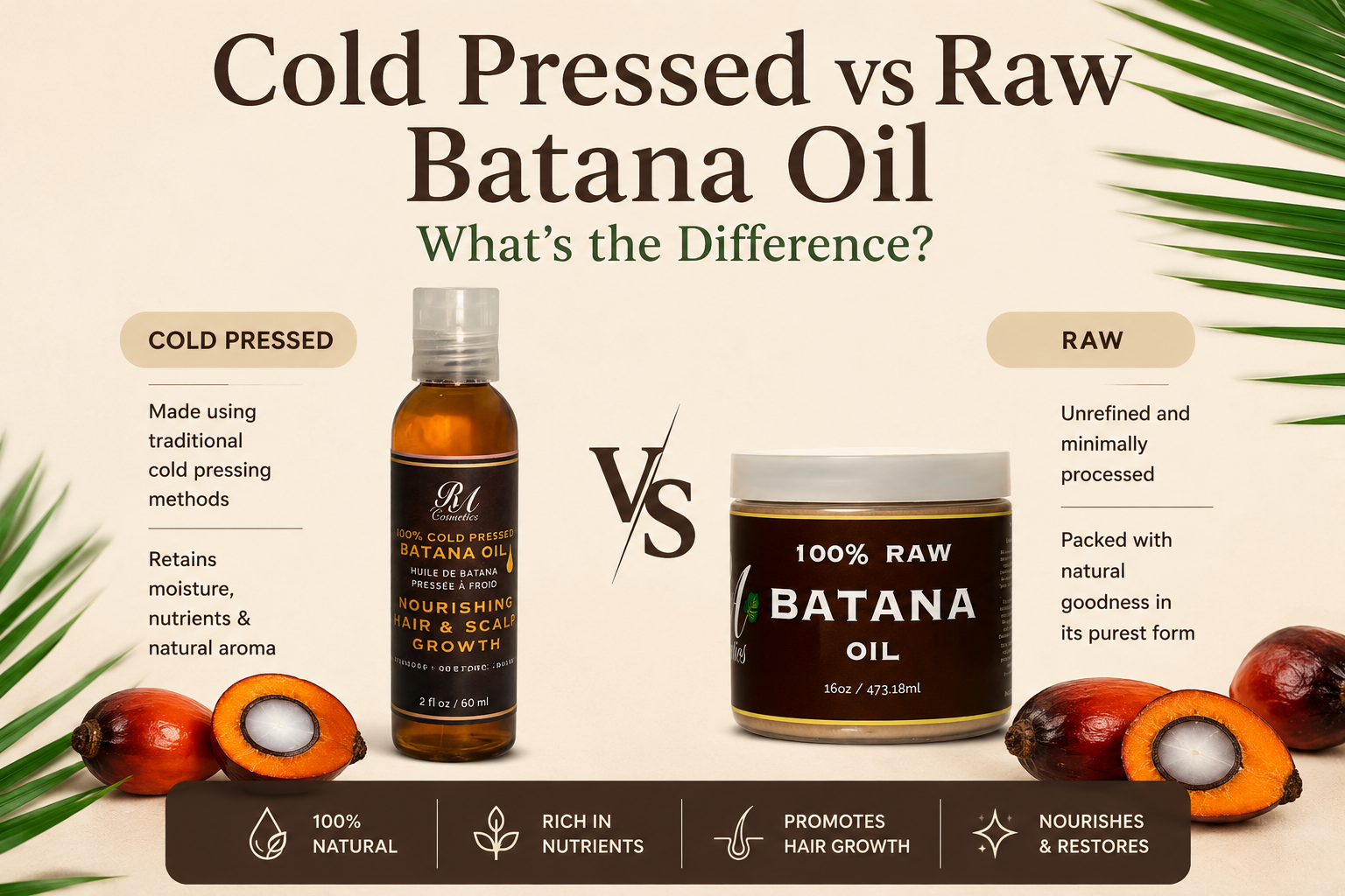 🌿 Raw Batana Oil vs. Cold Pressed Batana Oil: What’s the Difference?