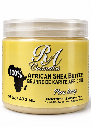 100% Natural African Shea Butter (Ivory) - Smooth & Unrefined (Leak Proof 16oz)
