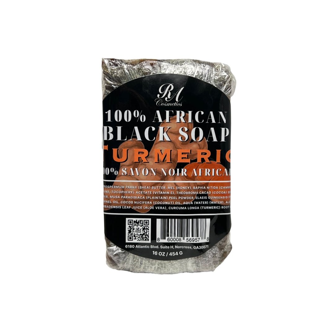 100% African Black Soap Bar w/ Turmeric Oil
