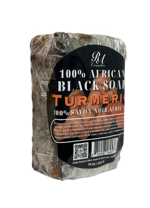 100% African Black Soap Bar w/ Turmeric Oil