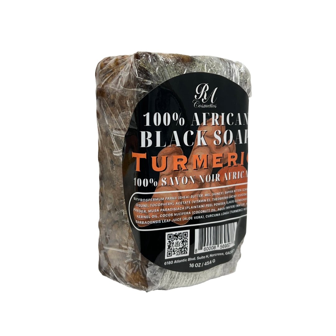 100% African Black Soap Bar w/ Turmeric Oil