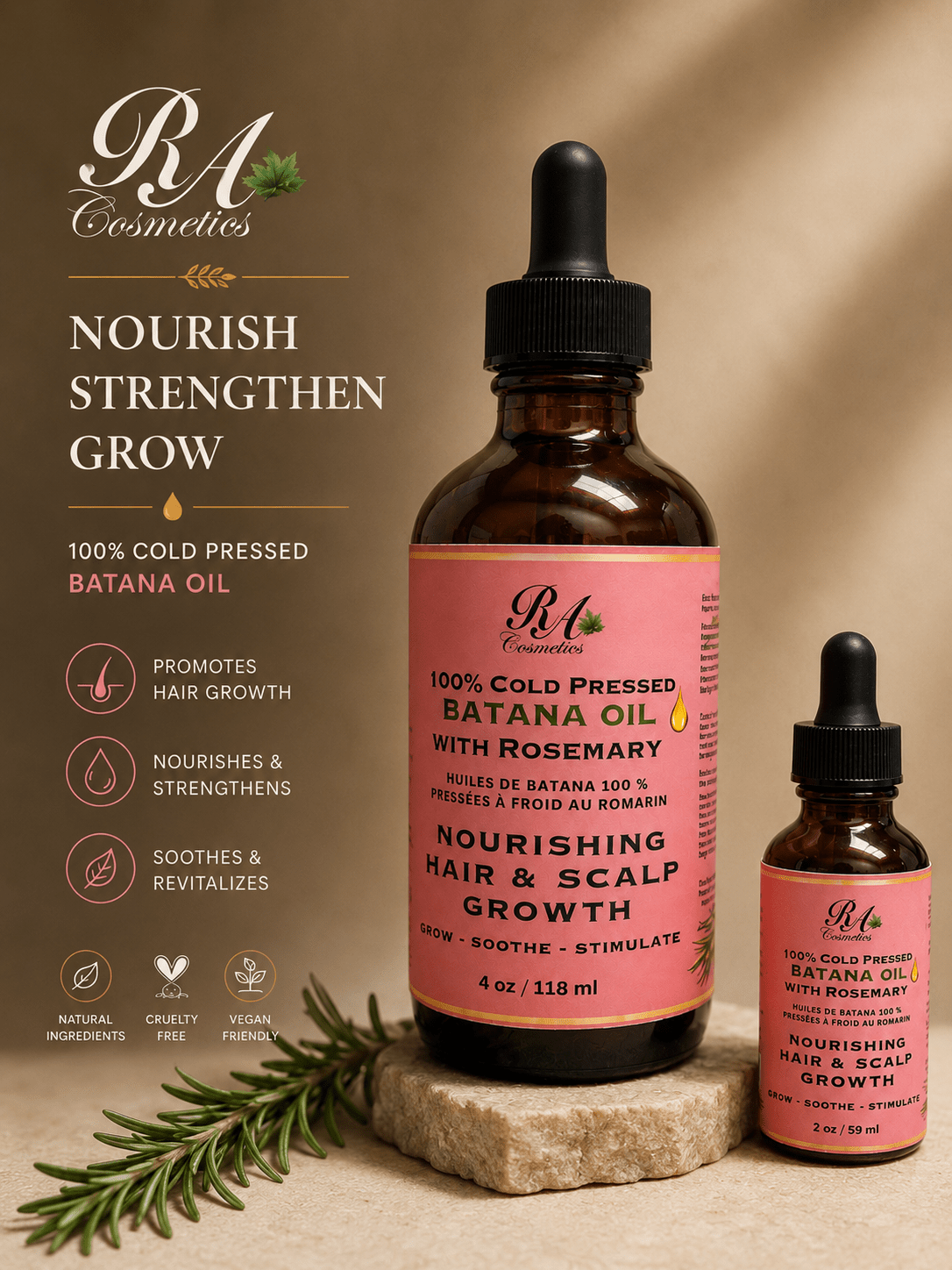 100% Cold-Pressed Batana Oil w/ Rosemary Oil