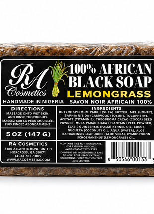 100% African Black Soap Bar w/ Lemongrass