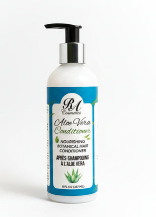 Bottle of aloe vera conditioner on a white background
