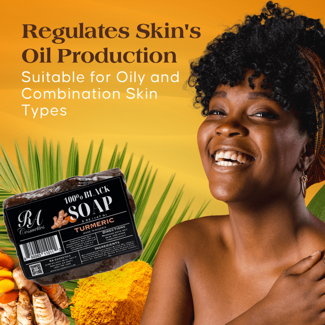 100% African Black Soap Bar w/ Turmeric Oil