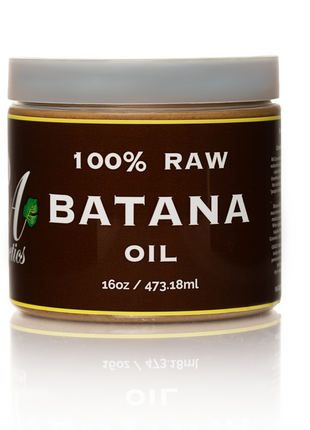 Jar of 100% Raw Batana Oil on a white background