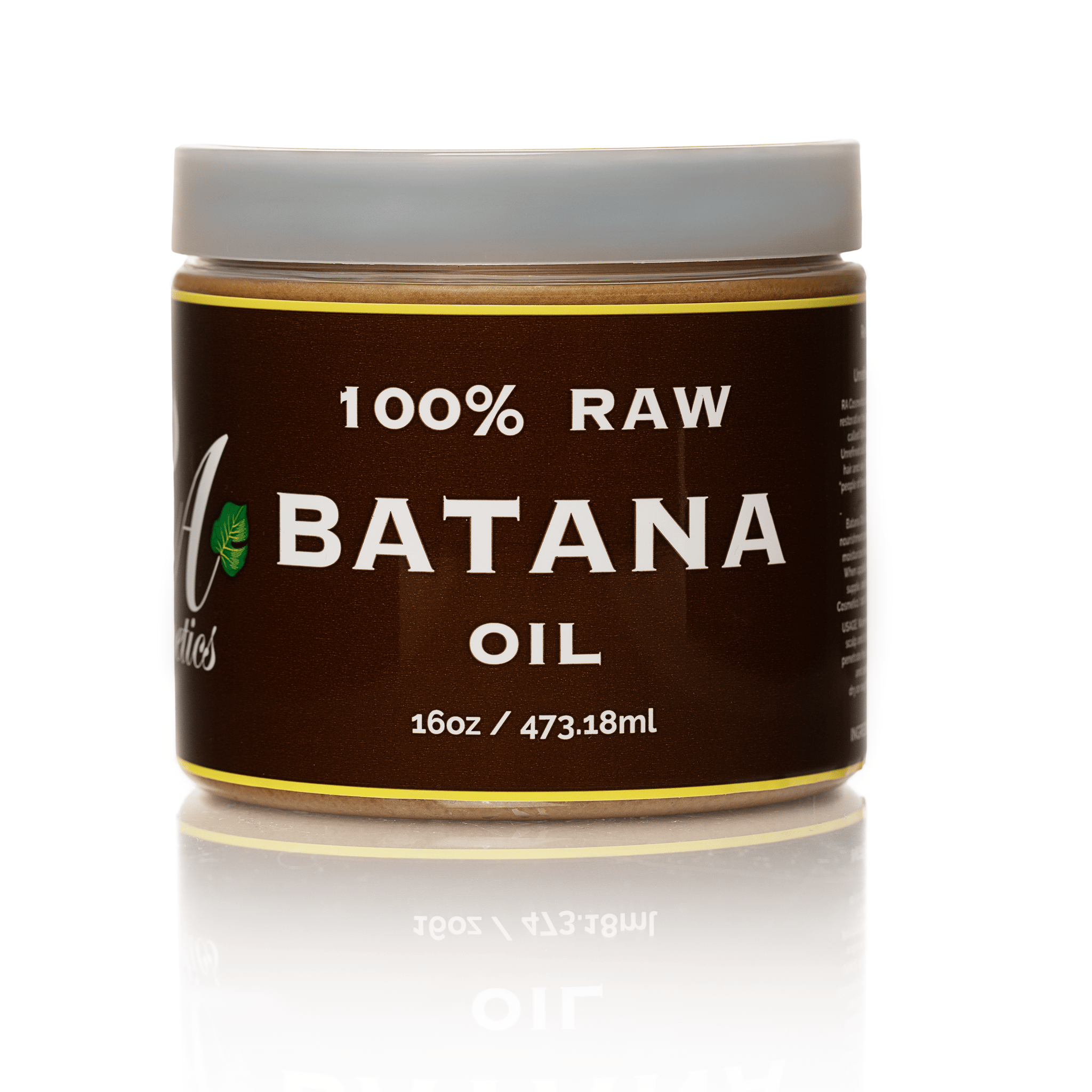 Jar of 100% Raw Batana Oil on a white background