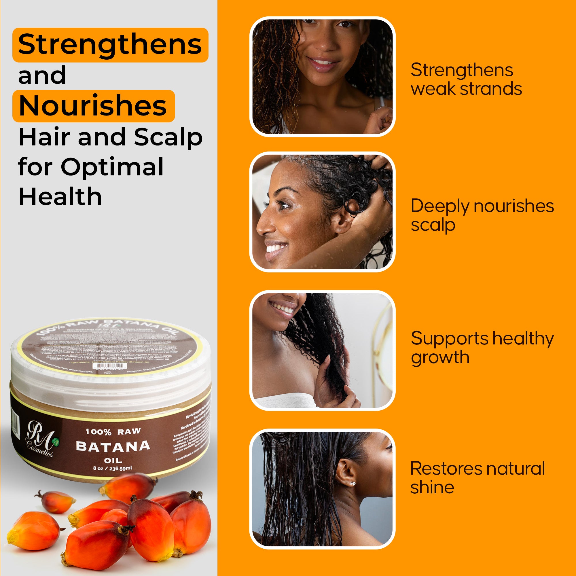 Batana Trio - Raw Batana Oil 4oz, 2 in 1 Shampoo/Conditioner, Leave In