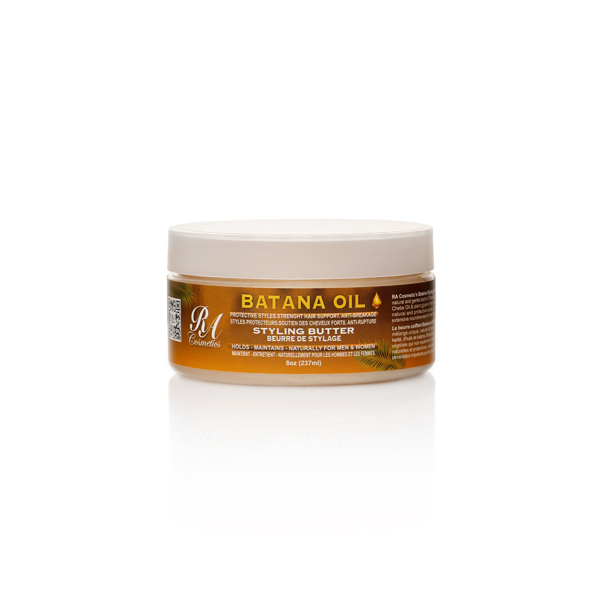 Jar of Batana Oil styling butter on a white background