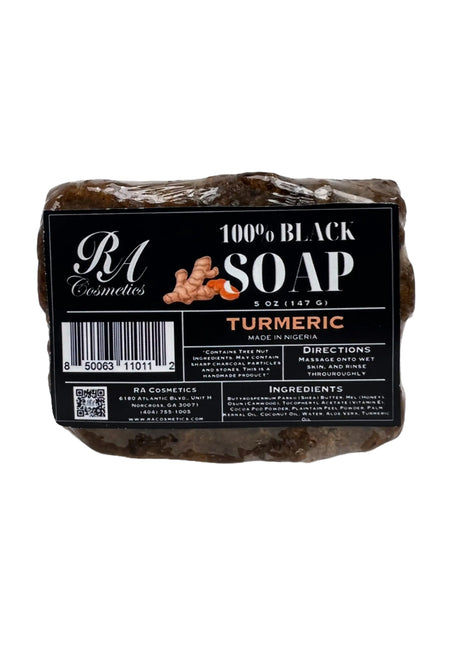 100% African Black Soap Bar w/ Turmeric Oil