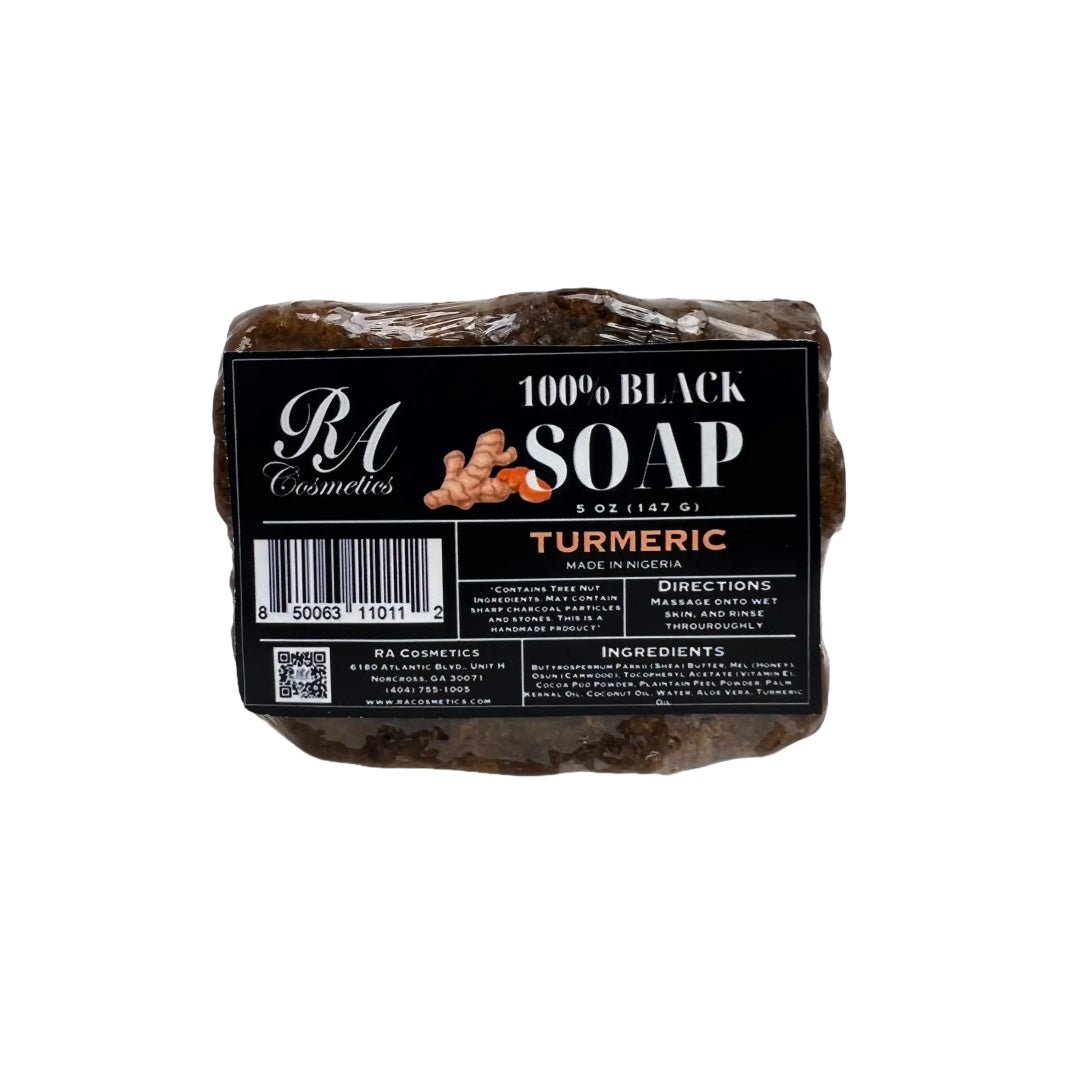 100% African Black Soap Bar w/ Turmeric Oil