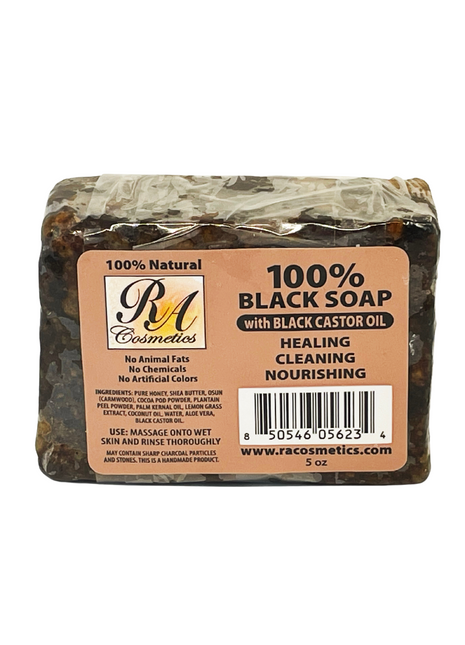 100% African Black Soap Bar w/ Black Castor Oil