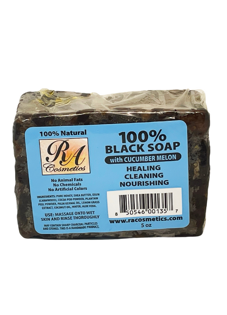 100% African Black Soap Bar w/ Cucumber Melon