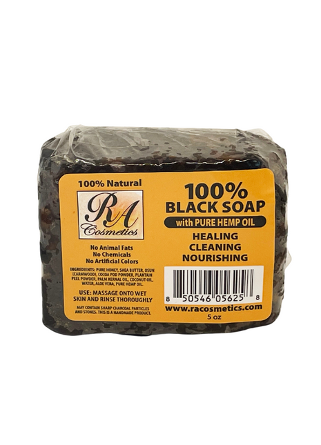 100% African Black Soap Bar w/ Hemp Oil