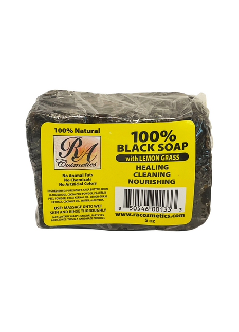 100% African Black Soap Bar w/ Lemongrass