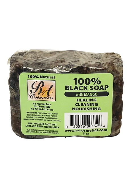 100% African Black Soap Bar w/ Mango
