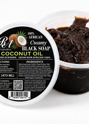 100% African Black Soap - Creamy Coconut Oil