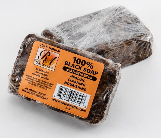 100% AFRICAN BLACK SOAP BAR - HEMP OIL