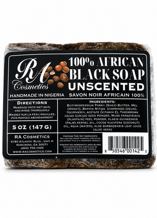 100% African Black Soap Bar - Unscented