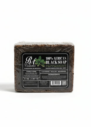 100% African Black Soap Bar w/ Peppermint