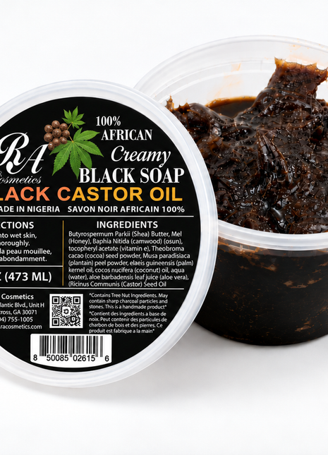 100% African Black Soap - Creamy Black Castor Oil