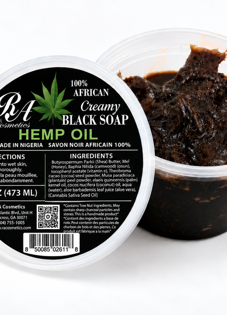 100% African Black Soap - Creamy Hemp Oil