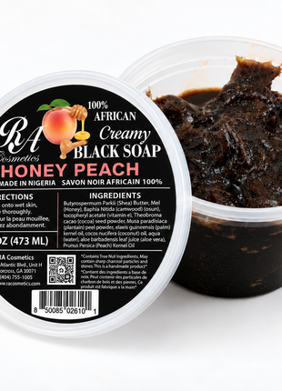 100% African Black Soap - Creamy Honey Peach