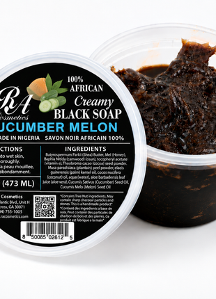 100% African Black Soap - Creamy Cucumber Melon