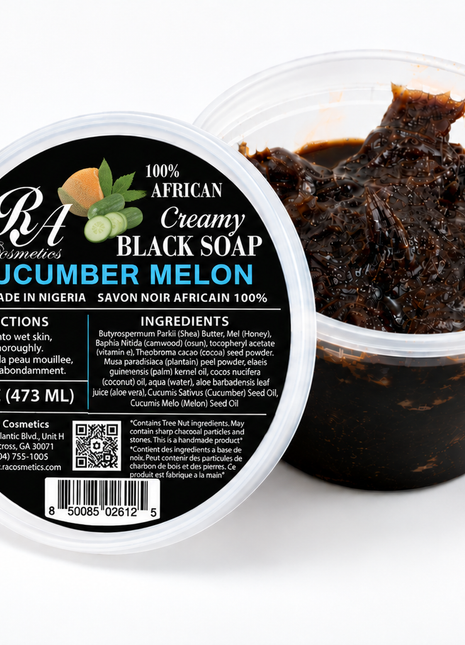 100% African Black Soap - Creamy Cucumber Melon