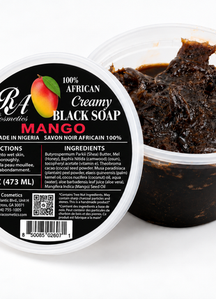 100% African Black Soap - Creamy, Mango