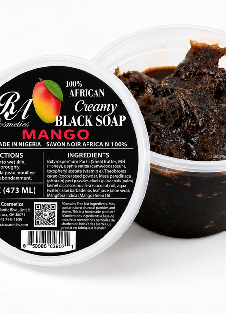 100% African Black Soap - Creamy, Mango