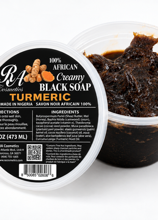 100% African Black Soap - Creamy, Turmeric