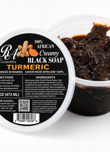 100% African Black Soap - Creamy, Turmeric