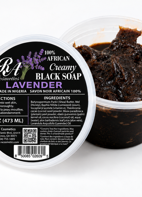 100% African Black Soap - Creamy Lavender