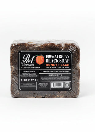 100% African Black Soap Bar w/ Honey Peach