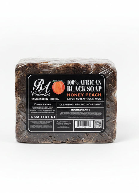 100% African Black Soap Bar w/ Honey Peach