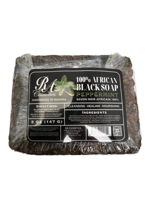 100% African Black Soap Bar w/ Peppermint