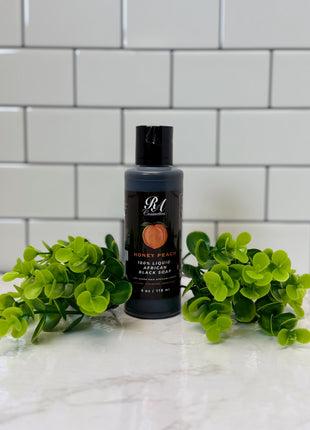 Liquid 100% African Black Soap w/ Honey Peach