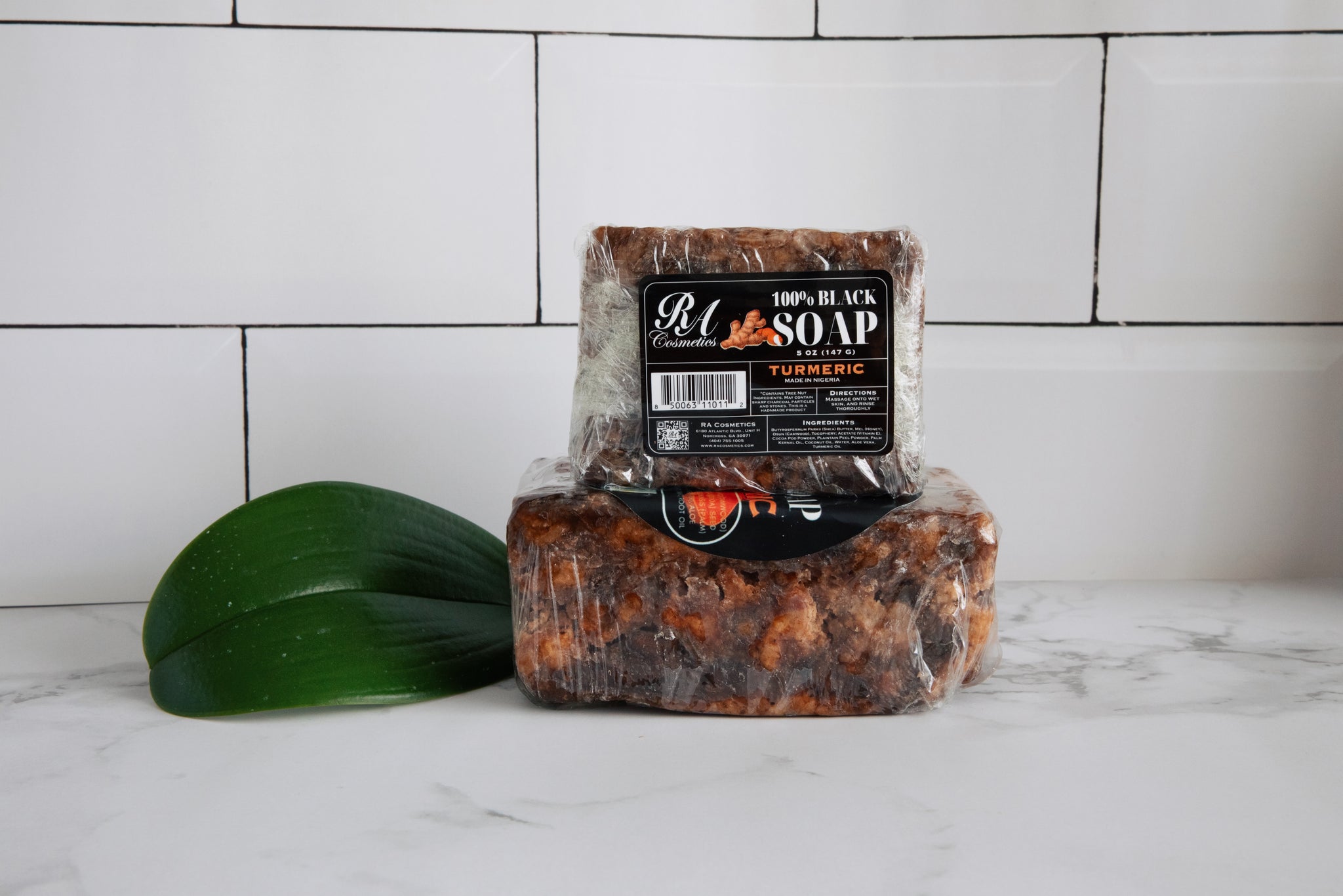 100% African Black Soap Bar w/ Turmeric Oil
