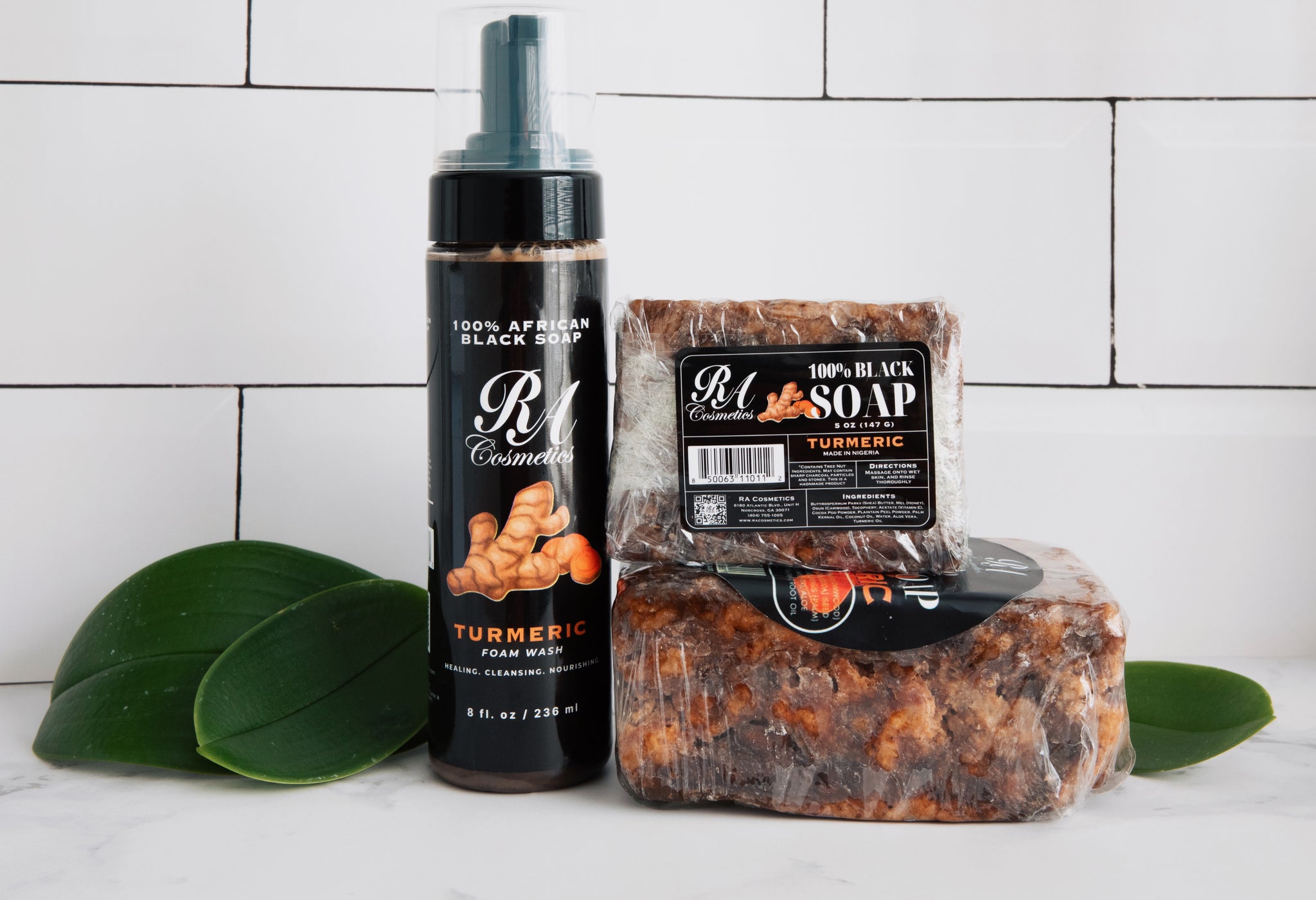 100% African Black Soap Bar w/ Turmeric Oil