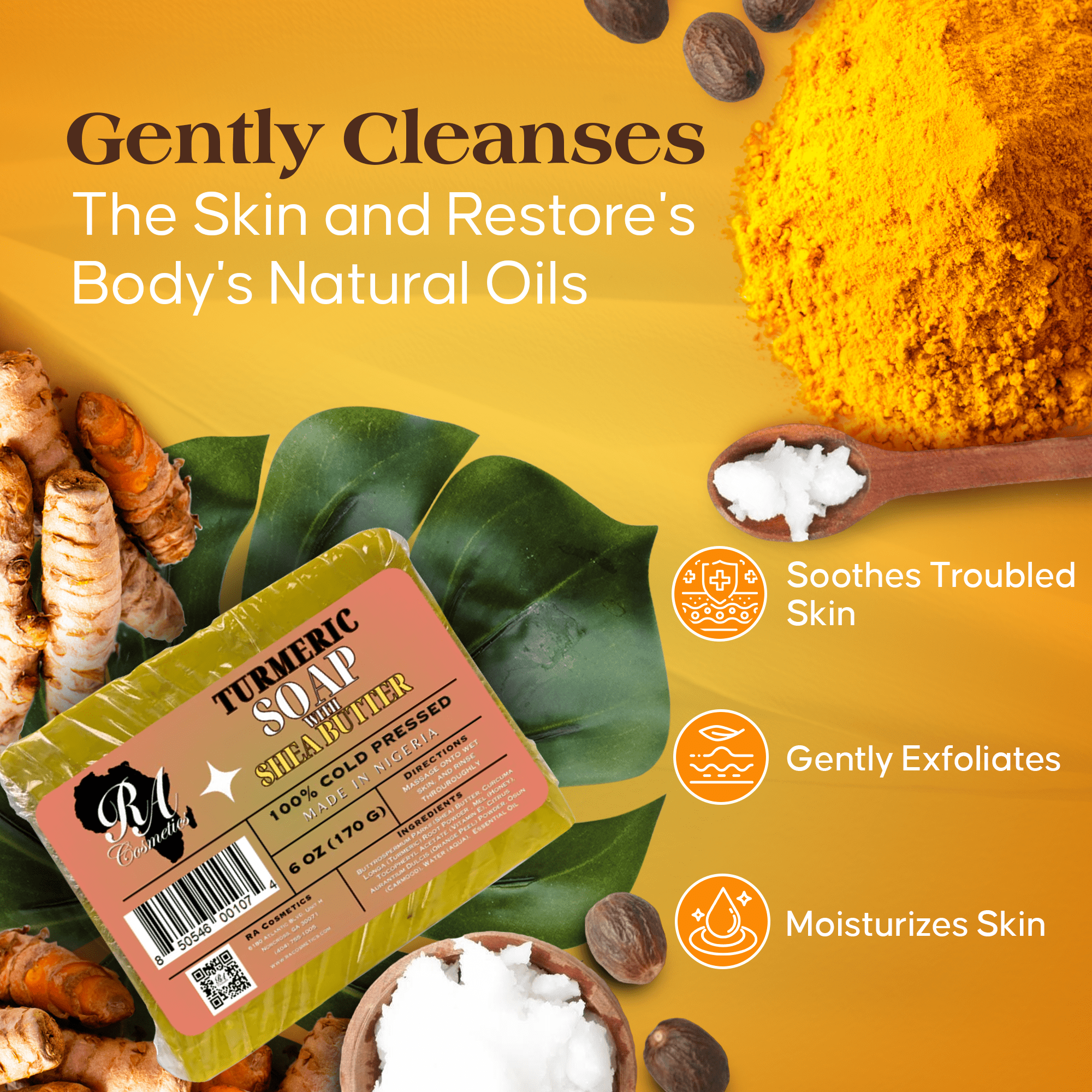 100% Turmeric & Shea Butter Healing Soap Bar
