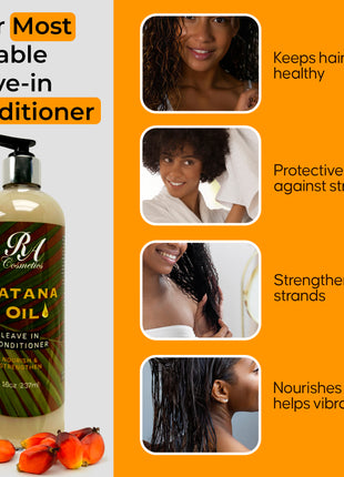 Batana Trio - Raw Batana Oil 2oz, 2 in 1 Shampoo/Conditioner, Leave In