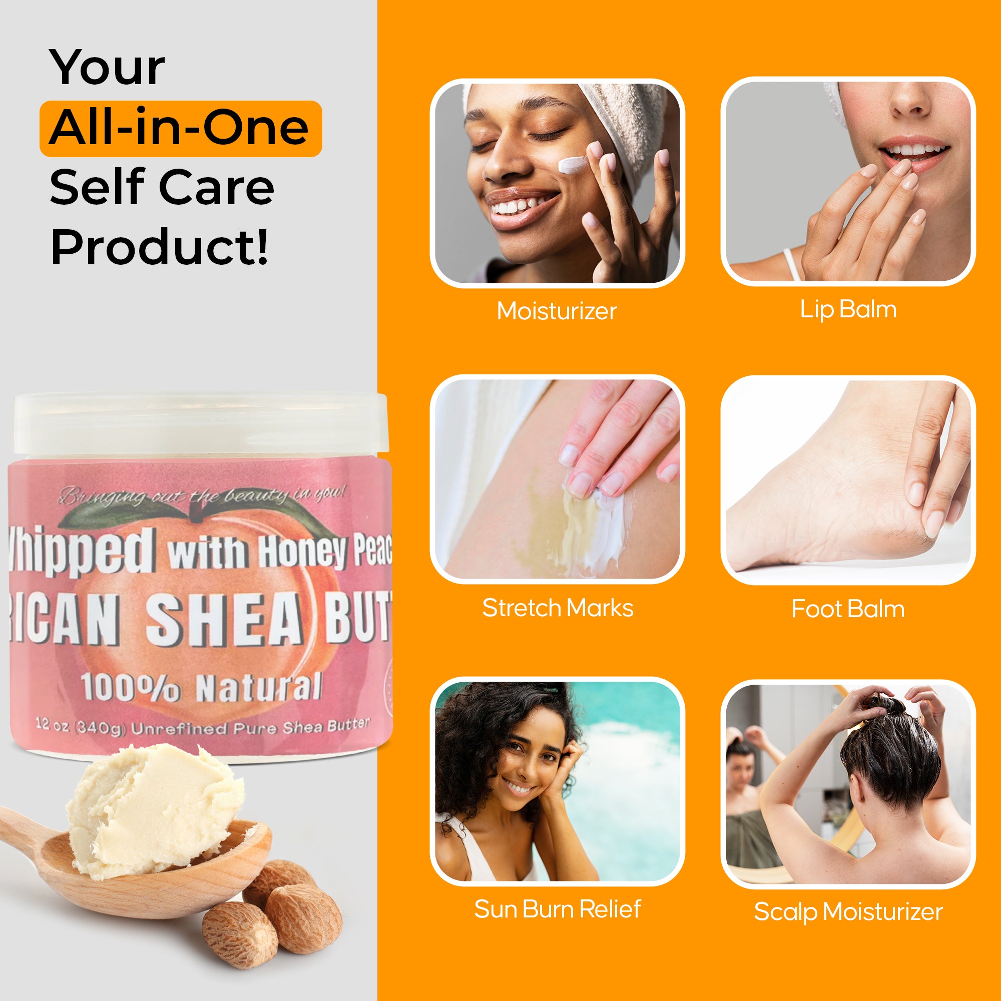 Whipped African Shea Butter w/ Honey Peach