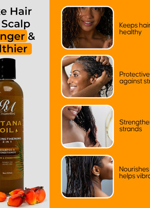 Batana Trio - Raw Batana Oil 2oz, 2 in 1 Shampoo/Conditioner, Leave In