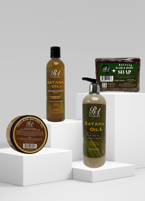 Batana Power Quatro - Raw Batana Oil, Shampoo, Leave In, Hair & Body Bar