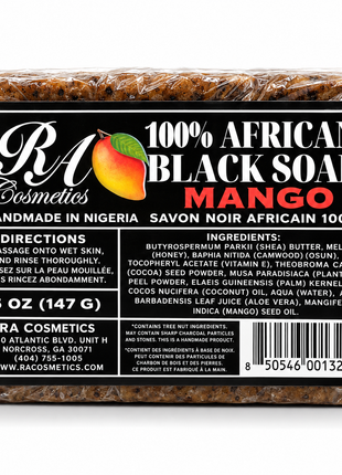 100% African Black Soap Bar w/ Mango