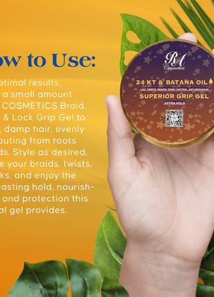 Batana Oil 24KT Gold Superior Grip Gel - Locs, Twist, Braids, Edge Control, Anti-Breakage