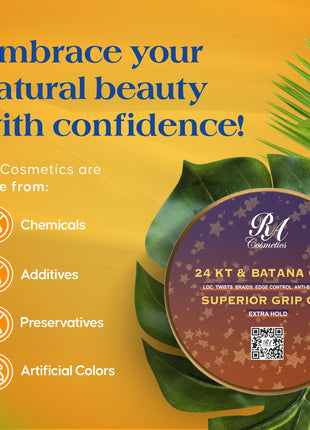 Batana Oil 24KT Gold Superior Grip Gel - Locs, Twist, Braids, Edge Control, Anti-Breakage
