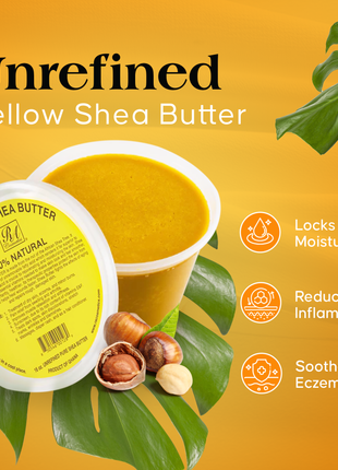 100% Natural African Shea Butter - Yellow Solid - Pure & Unrefined