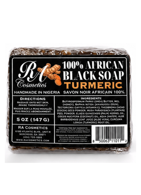 100% African Black Soap Bar w/ Turmeric Oil